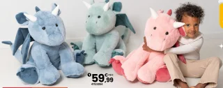 Peluche dragon color 50 cm