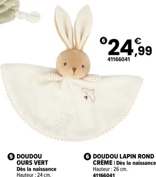 Doudou Lapin Rond Crème Kaloo