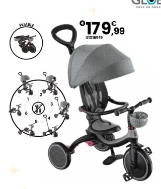 Tricycle Explorer Compact 5 en 1 - Gris Globber