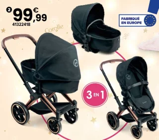 Landau Cybex Priam 3 en 1 noir Corolle