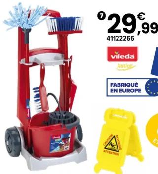 Chariot ménage Vileda Junior avec panneau Risque de glissade