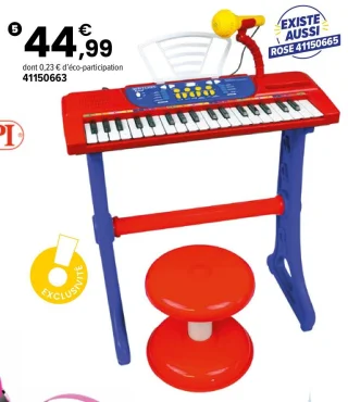 Clavier électronique avec micro, pieds et tabourets Bontempi