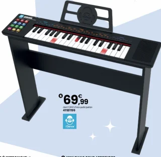 Clavier 37 touches lumineuses et support en bois iDance