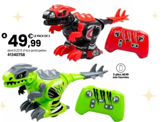 Dino Kombat pack de 2 dinosaures robots télécommandés