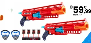 XSHOT EXCEL - PACK DE 2 BLASTERS CALIBER CIBLE ÉLECTRONIQUE ET 2 MASQUES