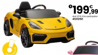 Voiture électrique Porsche Spyder 12 V Lithium Jaune