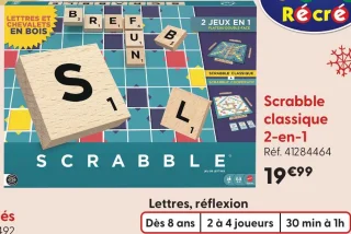 Jeu de société Scrabble classique 2-en-1
