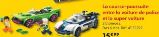 La course-poursuite entre la voiture de police et la super voiture LEGO City