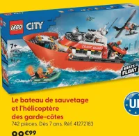 Le bateau de sauvetage et l'hélicoptère des garde-côtes LEGO City