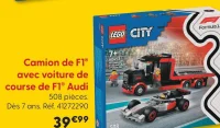 Camion de F1 avec voiture de course de F1 Audi LEGO City