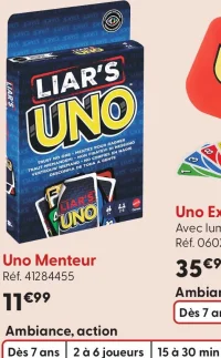 Jeu de cartes Uno Menteur