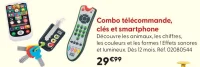 Combo télécommande, clés et smartphone