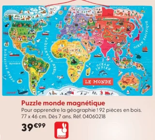 Puzzle monde magnétique Janod