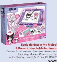 Ecole de dessin My Melody & Kuromi avec table lumineuse Lisciani