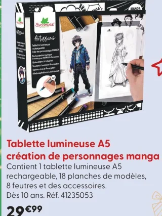 Tablette lumineuse A5 création de personnages manga Sycomore