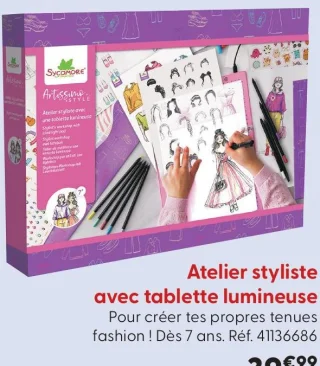 Atelier styliste avec tablette lumineuse Sycomore