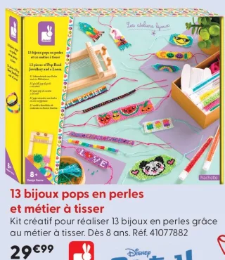 13 bijoux pops en perles et métier à tisser Janod