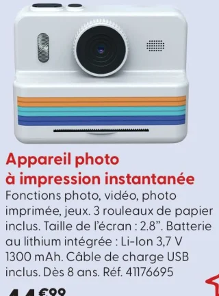 Appareil photo à impression instantanée