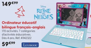 Ordinateur éducatif bilingue français-anglais Disney La Reine des Neiges Lexibook