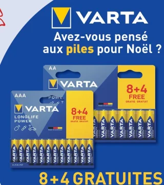 Piles VARTA Longlife Power 8+4 gratuites