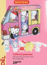 Coffret 5 peluches Hello Kitty and Friends