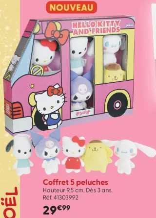 Coffret 5 peluches Hello Kitty and Friends
