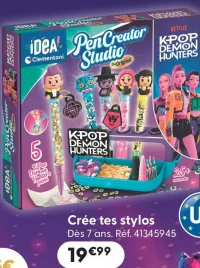 Kit de création Crée tes stylos Pen Creator Studio Clementoni KPOP Demon Hunters