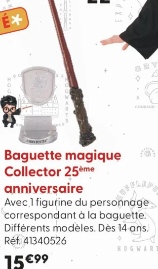 Baguette magique Collector 25ème anniversaire Harry Potter