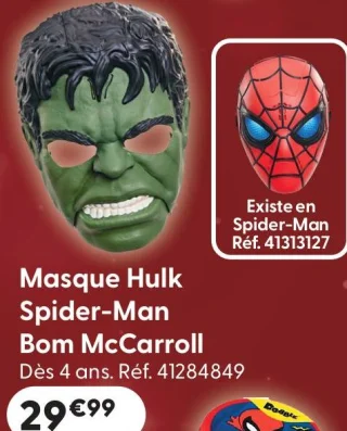 Masque Hulk Spider-Man Bom McCarroll