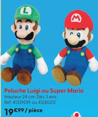 Peluche Luigi ou Super Mario
