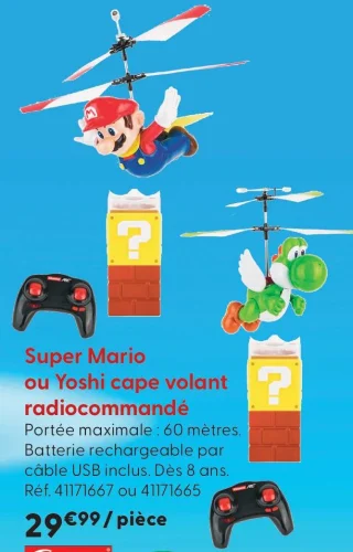 Super Mario ou Yoshi cape volant radiocommandé