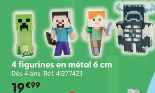 4 figurines en métal 6 cm Minecraft