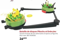 Bataille de disques Pikachu et Embrylex Pokémon