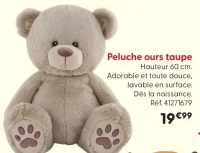 Peluche ours taupe