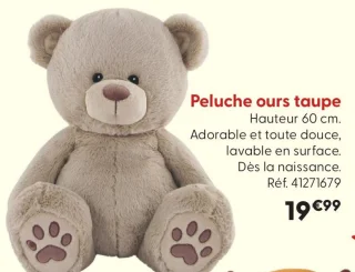 Peluche ours taupe