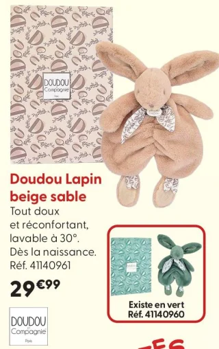 Doudou Lapin beige sable Doudou & Compagnie