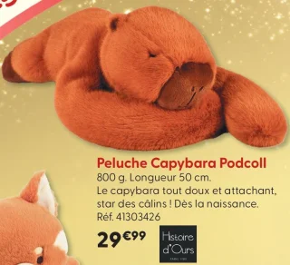 Peluche Capybara Podcoll Histoire d'Ours