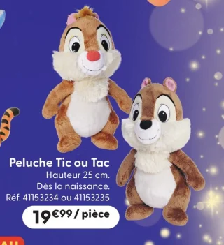 Disney Peluche Tic ou Tac 25 cm