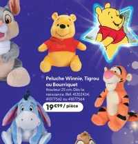 Disney Peluche Winnie, Tigrou ou Bourriquet 25 cm
