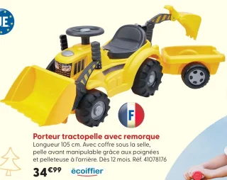 Porteur tractopelle avec remorque ecoiffier