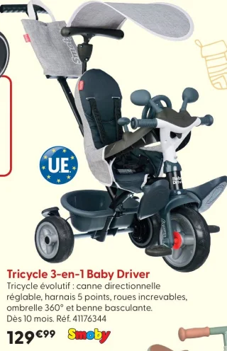 Tricycle 3-en-1 Baby Driver Smoby