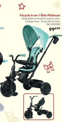Tricycle 6-en-1 Élite Platinum
