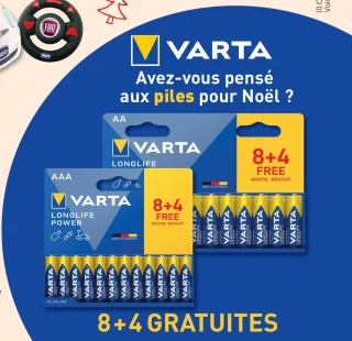 Piles Varta Longlife / Longlife Power 8+4 gratuites