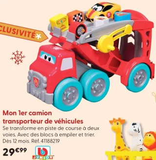 Mon 1er camion transporteur de véhicules bb Junior