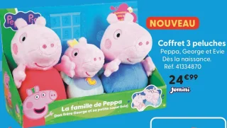 Jemini Coffret 3 peluches Peppa, George et Evie