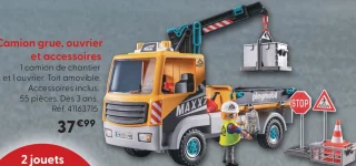 Playmobil Camion grue, ouvrier et accessoires