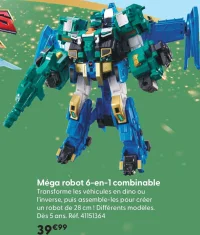 Méga robot 6-en-1 combinable Quantum Heroes Dinoster