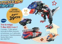 Trio le méga T-Rex SOS 3-en-1 Switch & Go Dinos