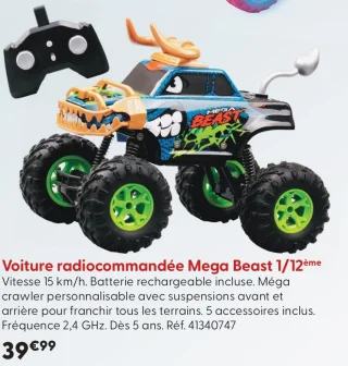 Voiture radiocommandée Mega Beast 1/12ème Silverlit