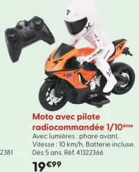 Moto avec pilote radiocommandée 1/10ème